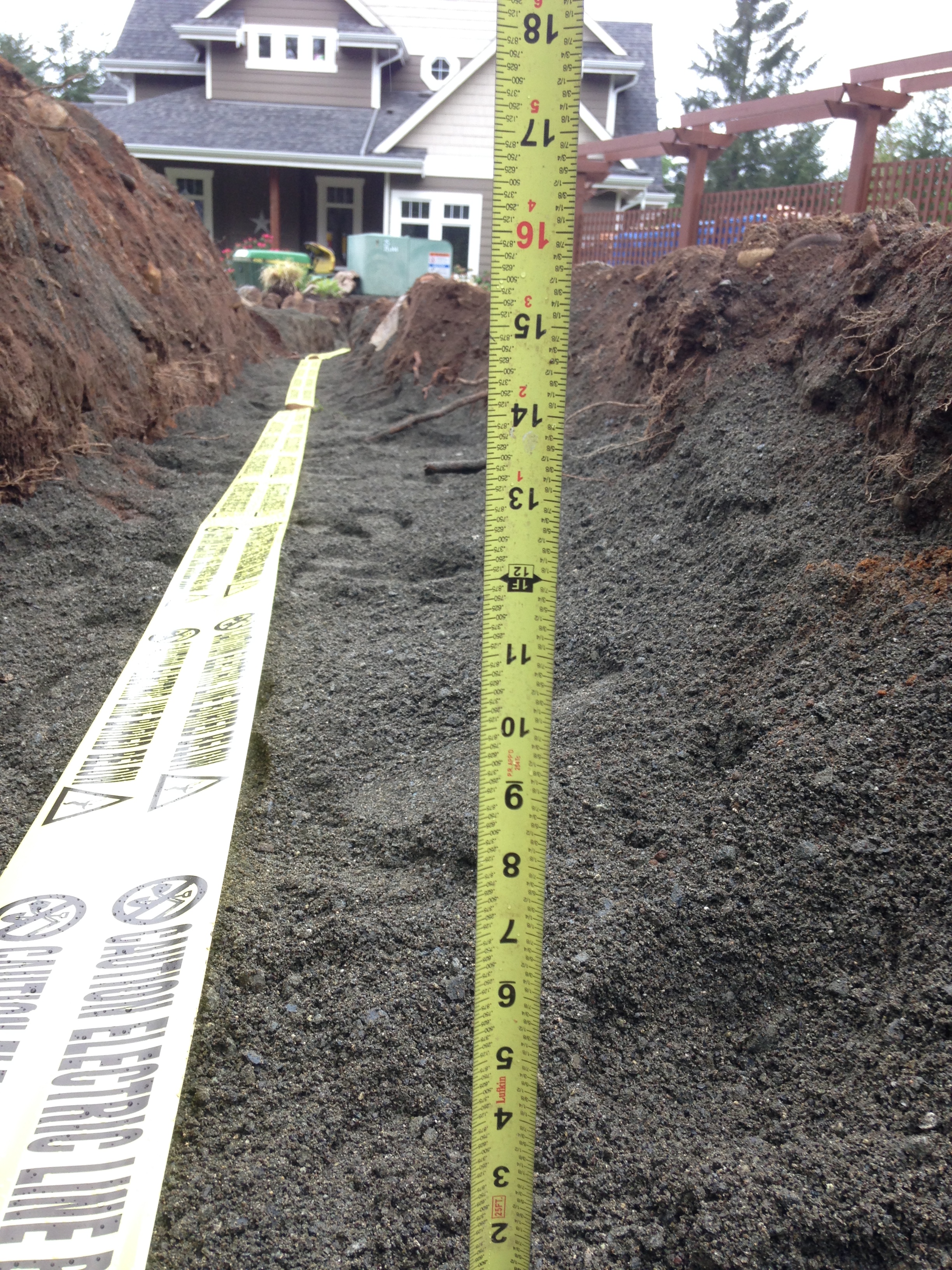 picture of ground work to bury power feed from a transformer - another day in the life as a Comox Valley electrician 