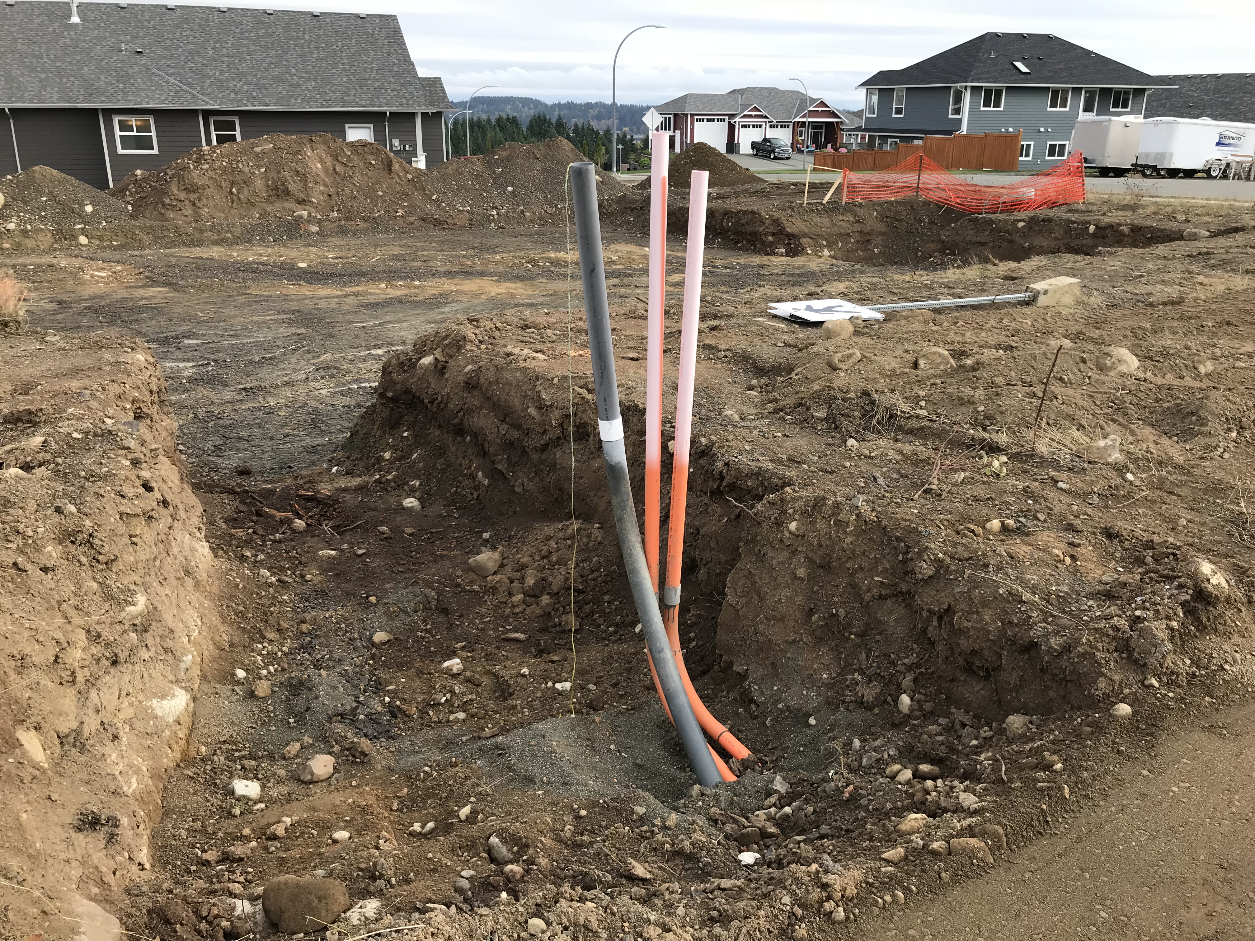 pic of power feed to a new lot in the Ridge subdivision - life as an electrician in the comox valley means driving around to check on new job sites